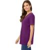 Woman Within Plus Size Perfect Short-Sleeve V-Neck Tunic(Plum Purple)