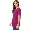 Woman Within Plus Size Perfect Short-Sleeve V-Neck Tunic(Raspberry)