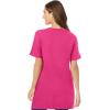 Woman Within Plus Size Perfect Short-Sleeve V-Neck Tunic(Raspberry Sorbet)