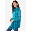 Woman Within Plus Size Petite Perfect Long Sleeve Shirt(Aquamarine Plaid)