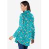 Woman Within Plus Size Petite Perfect Long Sleeve Shirt(Aquamarine Pretty Bloom)