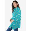 Woman Within Plus Size Petite Perfect Long Sleeve Shirt(Aquamarine Pretty Bloom)
