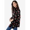 Woman Within Plus Size Petite Perfect Long Sleeve Shirt(Black Multi Floral)