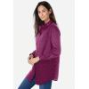 Woman Within Plus Size Petite Perfect Long Sleeve Shirt(Deep Claret Allover Dot)