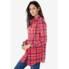 Woman Within Plus Size Petite Perfect Long Sleeve Shirt(Deep Claret Pretty Plaid)