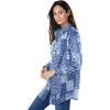 Woman Within Plus Size Petite Perfect Long Sleeve Shirt(French Blue Patched Paisley)