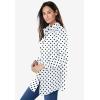 Woman Within Plus Size Petite Perfect Long Sleeve Shirt(White Black Dot)