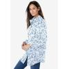 Woman Within Plus Size Petite Perfect Long Sleeve Shirt(White Winter Batik)