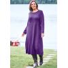 Woman Within Plus Size Petite Thermal Knit A-Line Dress(Radiant Purple)