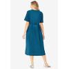 Woman Within Plus Size Short-Sleeve Button-Front Pocket Dress (Petite Available) – 7X, Deep Teal Polka Dot