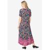 Woman Within Plus Size Short-Sleeve Crinkle Dress(Navy Garden Border)