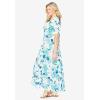 Woman Within Plus Size Short-Sleeve Crinkle Dress(White Blue Floral)