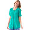 Woman Within Plus Size Short-Sleeve Crinkle Shirt(Pine)