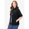 Woman Within Plus Size Short-Sleeve Denim Jacket(Black)