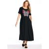 Woman Within Plus Size Short-Sleeve Scoopneck Empire Waist Dress(Heather Grey Butterfly Heart)