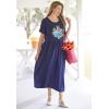 Woman Within Plus Size Short-Sleeve Scoopneck Empire Waist Dress(Heather Grey Butterfly Heart)