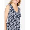 Woman Within Plus Size Sleeveless Button Front Dress(Navy Stencil Flower)