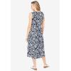 Woman Within Plus Size Sleeveless Button Front Dress(Navy Stencil Flower)