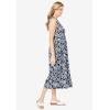 Woman Within Plus Size Sleeveless Button Front Dress(Navy Stencil Flower)