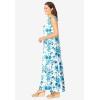 Woman Within Plus Size Sleeveless Crinkle Dress(White Blue Floral)