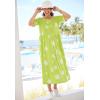 Woman Within Plus Size Stamped Empire Waist Dress(Lime Starfish)