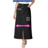 Woman Within Plus Size Stretch Denim Front-Slit Skirt(Black Denim)