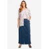 Woman Within Plus Size Stretch Denim Front-Slit Skirt(Indigo)