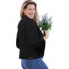 Woman Within Plus Size Stretch Denim Jacket Cropped Jean Jacket(Black)