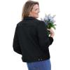 Woman Within Plus Size Stretch Denim Jacket Cropped Jean Jacket(Black)