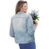 Woman Within Plus Size Stretch Denim Jacket Cropped Jean Jacket(Light Wash Sanded)