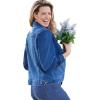 Woman Within Plus Size Stretch Denim Jacket Cropped Jean Jacket(Raspberry Sorbet)