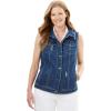 Woman Within Plus Size Stretch Denim Vest Jean Vest(Light Stonewash)