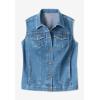 Woman Within Plus Size Stretch Denim Vest Jean Vest(Medium Stonewash)
