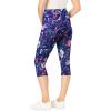 Woman Within Plus Size Stretch-Cotton Knit Pull-On Printed Pocket Capri Leggings(Navy Coral Multi Floral)