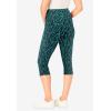 Woman Within Plus Size Stretch-Cotton Knit Pull-On Printed Pocket Capri Leggings(Waterfall Dots)