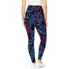Woman Within Plus Size Stretch-Cotton Knit Pull-On Printed Pocket Leggings(Black Teal Lilies)