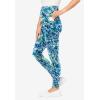 Woman Within Plus Size Stretch-Cotton Knit Pull-On Printed Pocket Leggings(Paradise Blue Abstract)