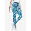 Woman Within Plus Size Stretch-Cotton Knit Pull-On Printed Pocket Leggings(Paradise Blue Abstract)