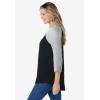Woman Within Plus Size Three-Quarter Sleeve Baseball Tee(Black Heather Grey)