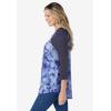 Woman Within Plus Size Three-Quarter Sleeve Baseball Tee(Blue Tie Dye)