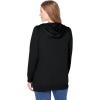 Woman Within Plus Size Zip Front Hoodie Jacket Long Oversized Fleece Jacket(Black)