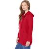 Woman Within Plus Size Zip Front Hoodie Jacket Long Oversized Fleece Jacket(Classic Red)