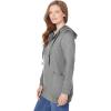 Woman Within Plus Size Zip Front Hoodie Jacket Long Oversized Fleece Jacket(Medium Heather Grey)