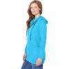 Woman Within Plus Size Zip Front Hoodie Jacket Long Oversized Fleece Jacket(Paradise Blue)