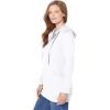 Woman Within Plus Size Zip Front Hoodie Jacket Long Oversized Fleece Jacket(White)