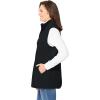Woman Within Plus Size Zip-Front Microfleece Vest Long Fleece Vest(Black)