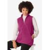 Woman Within Plus Size Zip-Front Microfleece Vest Long Fleece Vest(Black Marled)