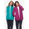 Woman Within Plus Size Zip-Front Microfleece Vest Long Fleece Vest(Evening Blue Marled)