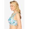 Women’s Plus Size Cotton Comfort Wireless Bra(Caribbean Blue Botanic Floral)