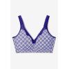 Women’s Plus Size Cotton Comfort Wireless Bra(Ultra Blue Eyelet Geo)